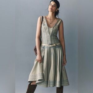 ANTHROPOLOGIE Pilcro Denim Corset Midi Dress NWT XL